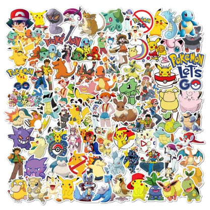 100PCS Japanese Anime Cartoon Pokémon Doodle Stickers Perfect for Phone Cases, Skateboards, Luggage, Laptops, Stationery Boxes Exquisite DIY Decorations for Notebooks and Stickers