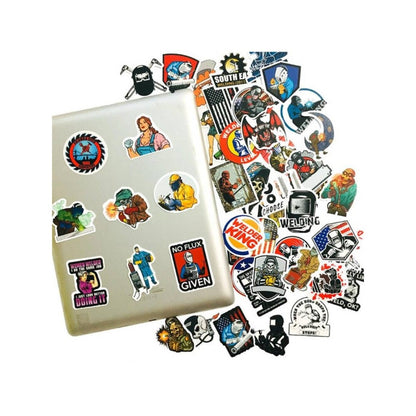 50PCS Cartoon Welding Helmet Graffiti Stickers Exquisite Creative Journal Decorative Decals Suitable for Toys, Skateboards, Guitars, Phones, Computers, Refrigerators, Desks, and Stationery Boxes