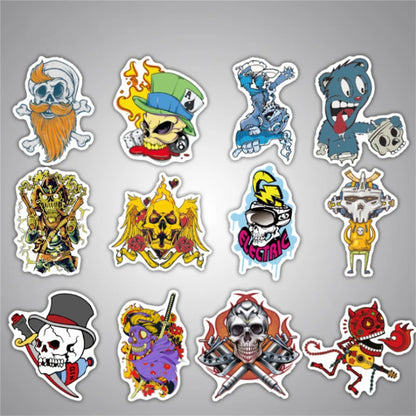 50PCS Cartoon Spooky Halloween Skull Graffiti Stickers for Notebooks, Suitcases, Helmets, Skateboards, Water Bottles, Stationery Cases, and Desktop Decor