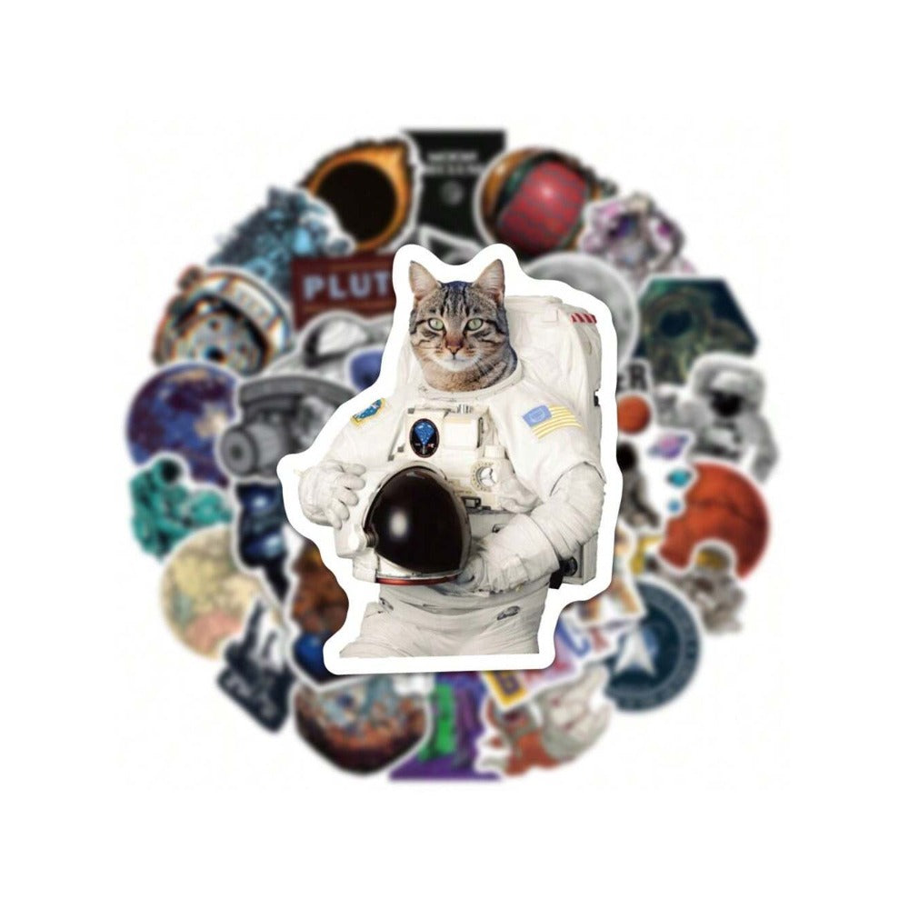 100PCS Cosmic Planet Astronaut Animal Doodle Stickers Exquisite, Stylish, Creative DIY Journal Decorations Suitable for Notebooks, Skateboards, Mugs, Helmets, Water Bottles, and Stationery Boxes