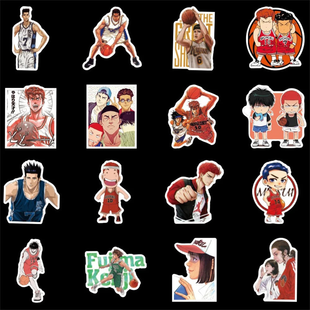 50PCS Slam Dunk Anime Doodle Stickers Perfect for Helmets, Luggage, Phone Cases, Laptops, Stationery Boxes, Water Bottles Exquisite DIY Desktop Decor Decals