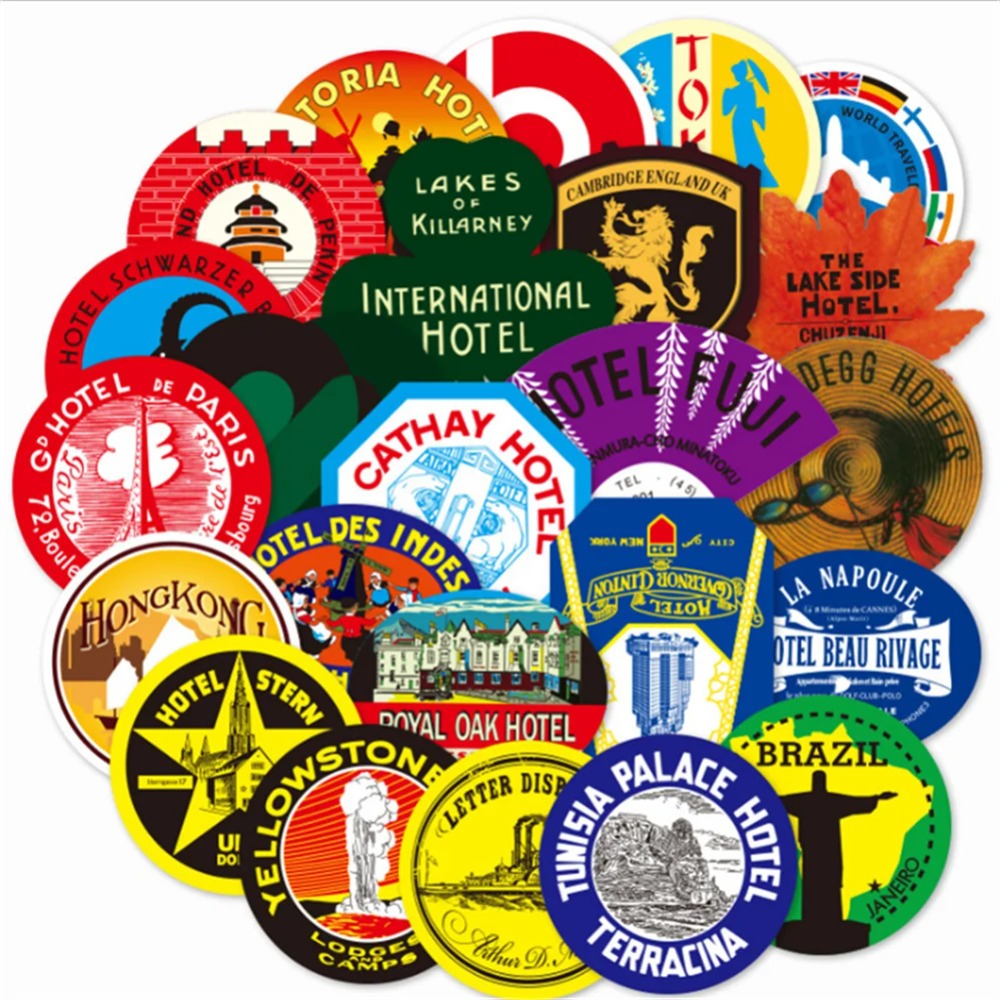 50PCS Classic Cartoon Scenery Building Doodle Stickers for Phone Cases, Laptops, Skateboards, Water Bottles, Helmets, Stationery Boxes, and Desktop Decor