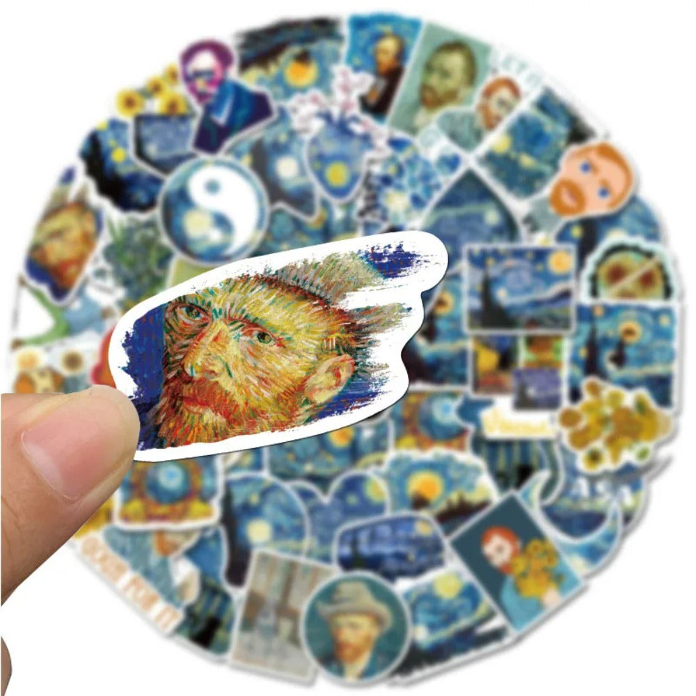 40PCS Van Gogh Doodle Art Oil Painting Stickers for Notebooks, Water Bottles, Skateboards, and Stationery Boxes Exquisite Art Decoration Decals