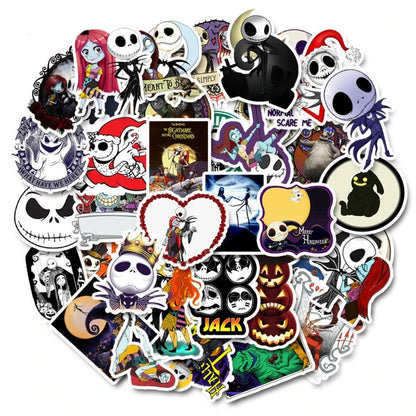 50PCS Hallow-Christmas Horror Night Stickers - Yuletide Terror & Spooky Festive Doodle Decals for December Dark Journals, Anti-Christmas Diaries & Holiday Subversion Art Projects