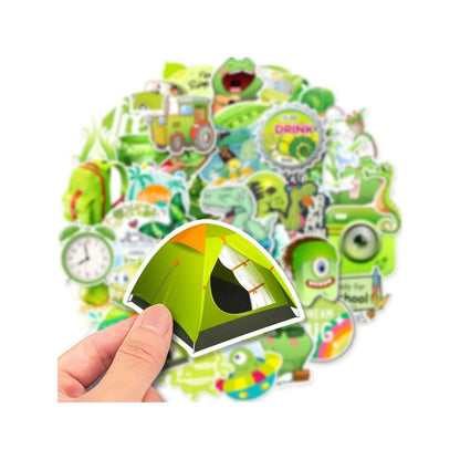 50PCS Cartoon Green Fresh Series Doodle Stickers Exquisite, Fashionable, Creative DIY Journal Decorations Suitable for Cups, Helmets, Skateboards, Pencil Cases, and Desktops
