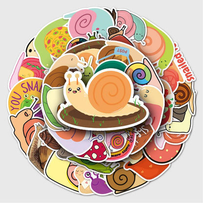 50PCS Gastropod Temporality Stickers - Slow Motion Epistemology Decals for Slime Trail Cartography, Spiral Chronology Maps & Decelerated Consciousness Journals