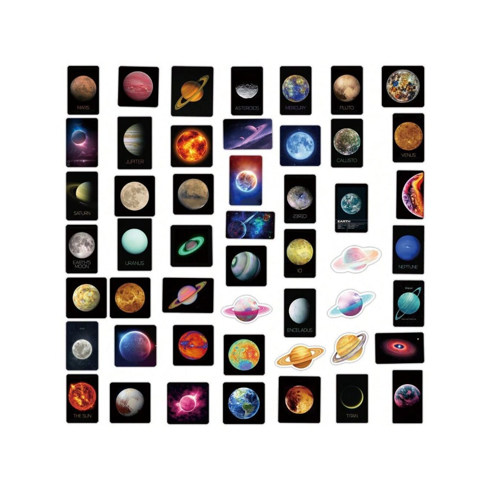100PCS Cosmic Planet Astronaut Animal Doodle Stickers Exquisite, Stylish, Creative DIY Journal Decorations Suitable for Notebooks, Skateboards, Mugs, Helmets, Water Bottles, and Stationery Boxes