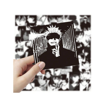 60PCS Anime Black & White Boy Avatar Series Doodle Stickers Exquisite, Fashionable, Creative DIY Journal Decorations Suitable for Luggage, Laptops, Skateboards, Phone Cases, and Stationery Boxes