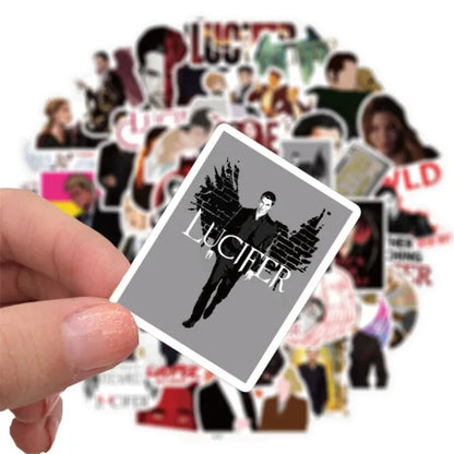 50PCS New Lucifer TV Series Graffiti Stickers for Suitcases, Skateboards, Water Bottles, Helmets, Guitars, and More Exquisite DIY Journal Decorative Decals