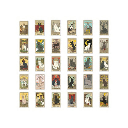 78PCS Cartoon Cute Cat Tarot Doodle Stickers Exquisite Fashionable Delicate DIY Journal Stickers Suitable for Refrigerators, Skateboards, Guitars, Water Bottles, Stationery Boxes