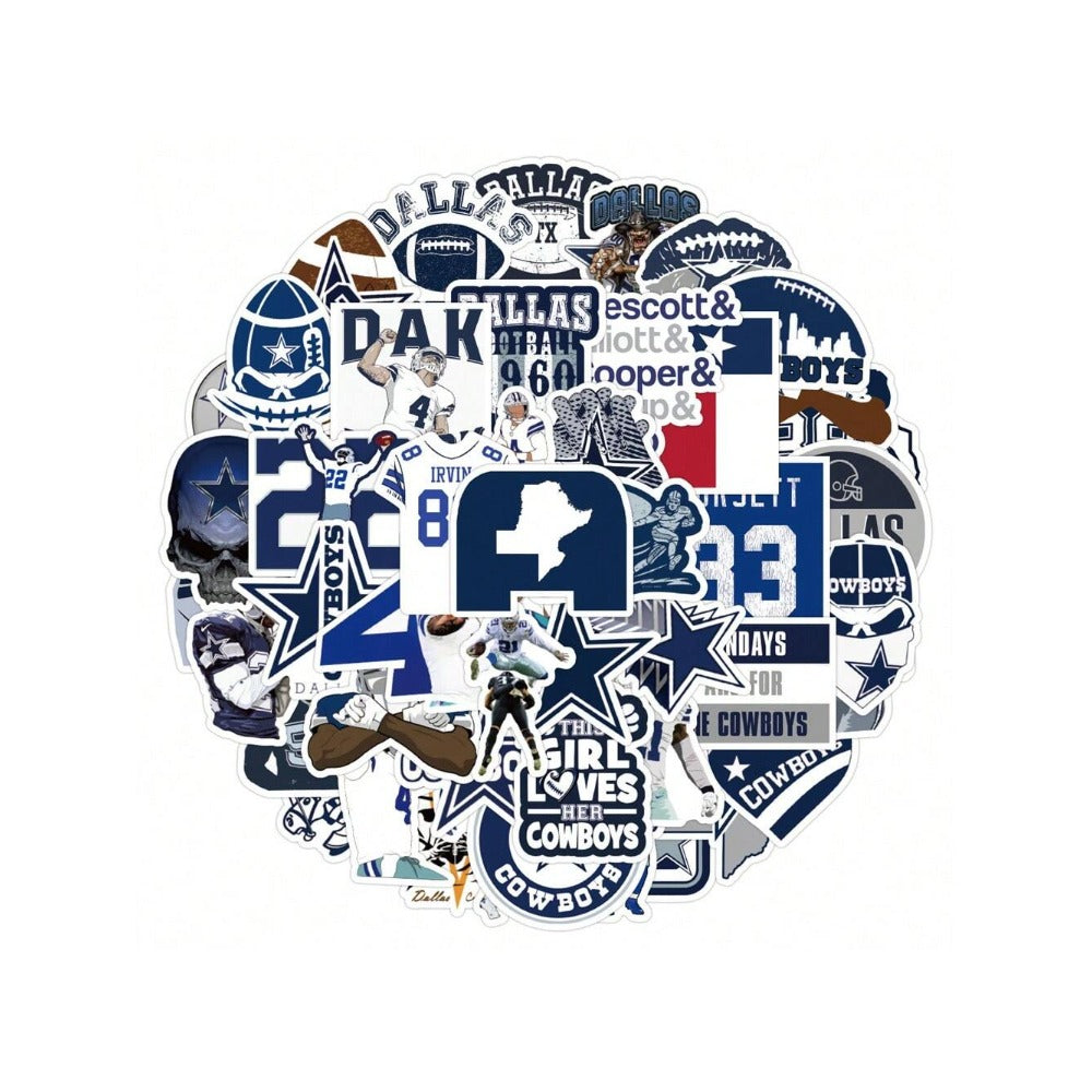 50PCS Dallas Football Graffiti Stickers Exquisite, Stylish, Creative Decorative Stickers for Notebooks Perfect for Suitcases, Laptop Cases, Phone Cases, and Stationery Boxes