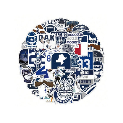 50PCS Dallas Football Graffiti Stickers Exquisite, Stylish, Creative Decorative Stickers for Notebooks Perfect for Suitcases, Laptop Cases, Phone Cases, and Stationery Boxes