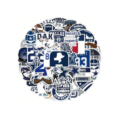 50PCS Dallas Football Graffiti Stickers Exquisite, Stylish, Creative Decorative Stickers for Notebooks Perfect for Suitcases, Laptop Cases, Phone Cases, and Stationery Boxes