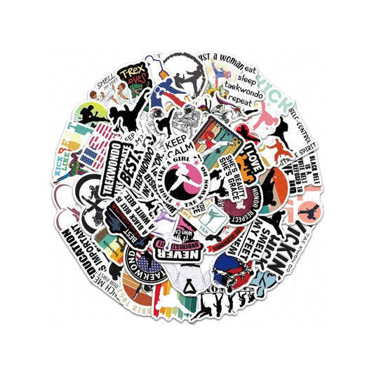 50PCS Taekwondo Series Cartoon Doodle Stickers Exquisite, Fashionable, Creative DIY Decorative Decals Suitable for Suitcases, Laptops, Phone Cases, and Stationery Boxes