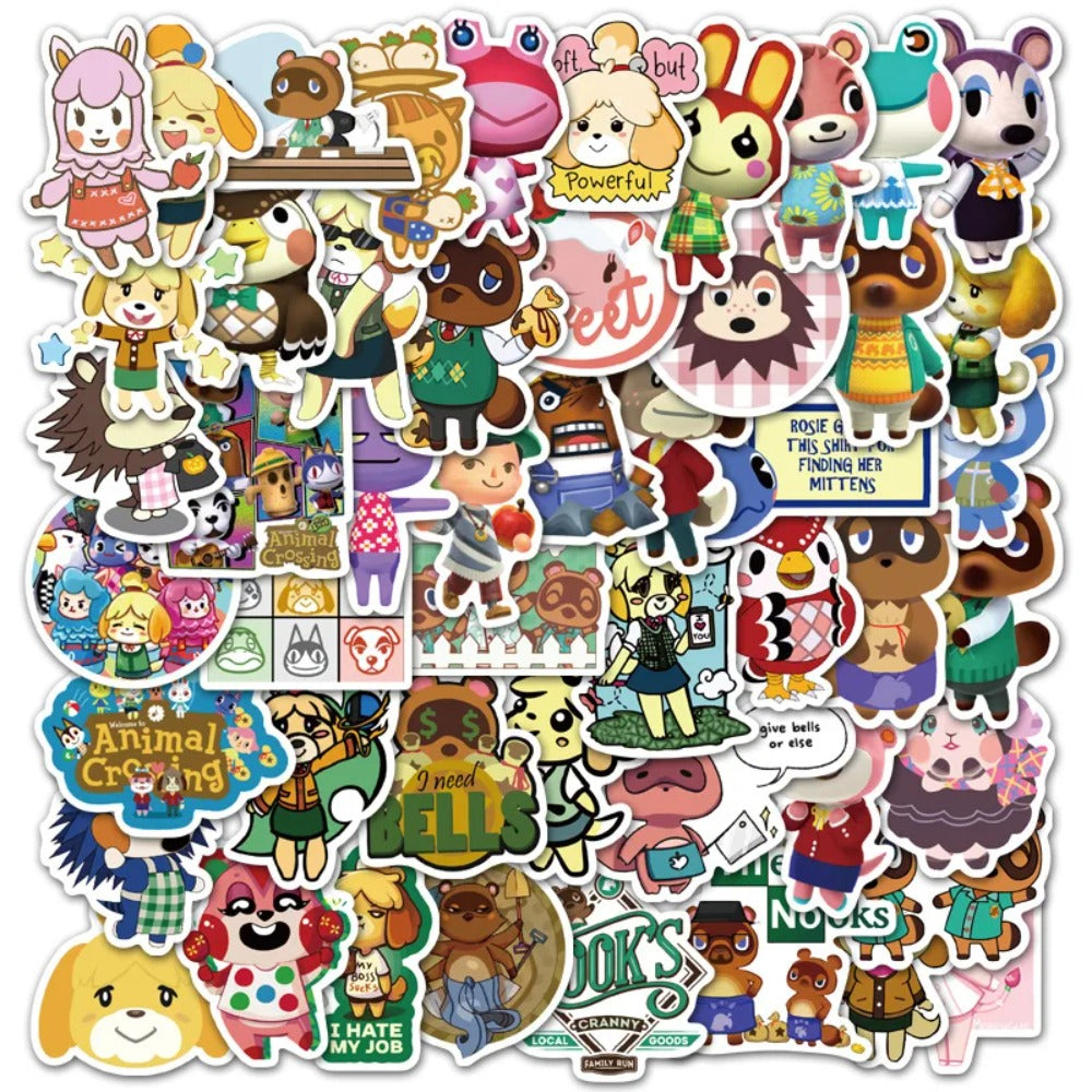 50PCS Animal Crossing Inspired Stickers - Chill Island Life Doodle Decals for Planners, Switch Consoles & Cozy Gaming Merch Collection