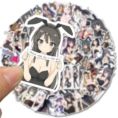 50PCS Mai Sakurajima Deconstructed Stickers - Anime Archetype Study Decals for Character Analysis Journals, Narrative Therapy & Fandom Semiotics Projects