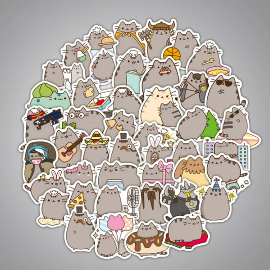 50PCS Cute Cartoon Chubby Cat Doodle Stickers Perfect for Phone Cases, Skateboards, Water Bottles, Helmets, Guitars, and Stationery Boxes Exquisite Creative Decorative Decals