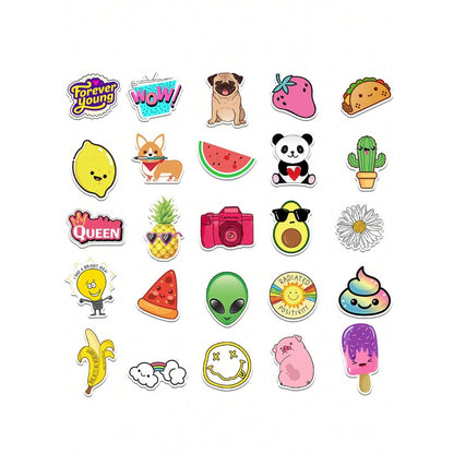 50PCS Fresh Cartoon Doodle Stickers - Exquisite, Fashionable, Creative DIY Decorations for Handwritten Notebooks Perfect for Cups, Helmets, Skateboards, Stationery Boxes, and Desktops