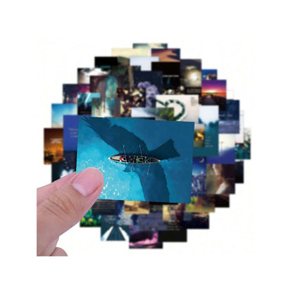 60PCS Beautiful Scenery Night Graffiti Stickers Exquisite, Fashionable, Creative DIY Journal Decorations Suitable for Bicycles, Scooters, Car Helmets, Laptops, and Stationery Boxes