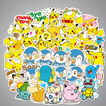 50PCS Cute Cartoon Pokémon Doodle Stickers Exquisite, Fashionable, Creative DIY Planner Decor Decals Perfect for Mugs, Helmets, Skateboards, and Pencil Cases
