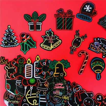 50PCS Christmas Decoration Elements Doodle Stickers for Helmets, Laptops, Water Bottles, Skateboards, Stationery Boxes, and Desktop Decor