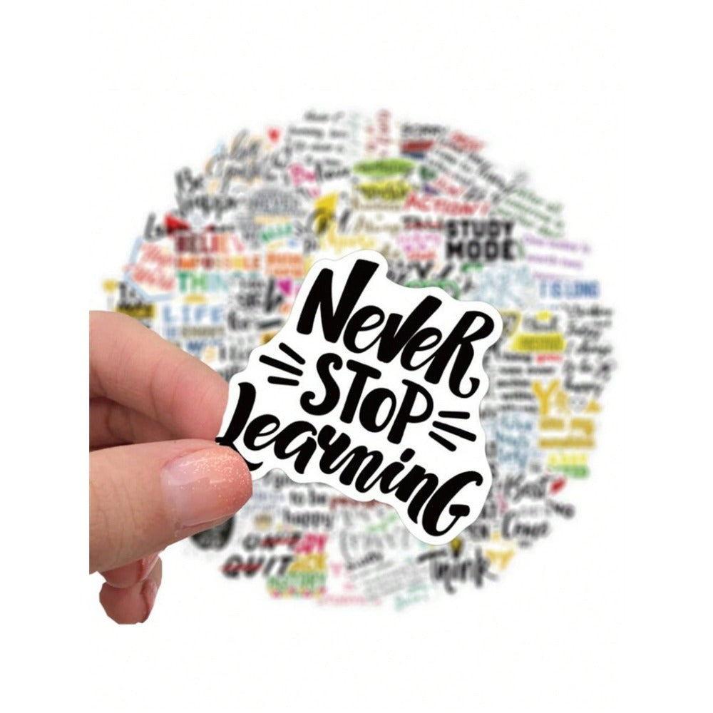 50PCS Inspirational English Learning Motto Doodle Stickers Exquisite, Stylish, Creative DIY Journal Decor Decals Suitable for Mugs, Helmets, Skateboards, and Stationery Cases