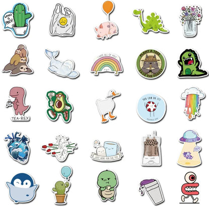 50PCS Breathable Zoo Stickers - Airy Animal Doodle Decals for Light Journaling, Mindful Planning & Whimsical DIY Decor