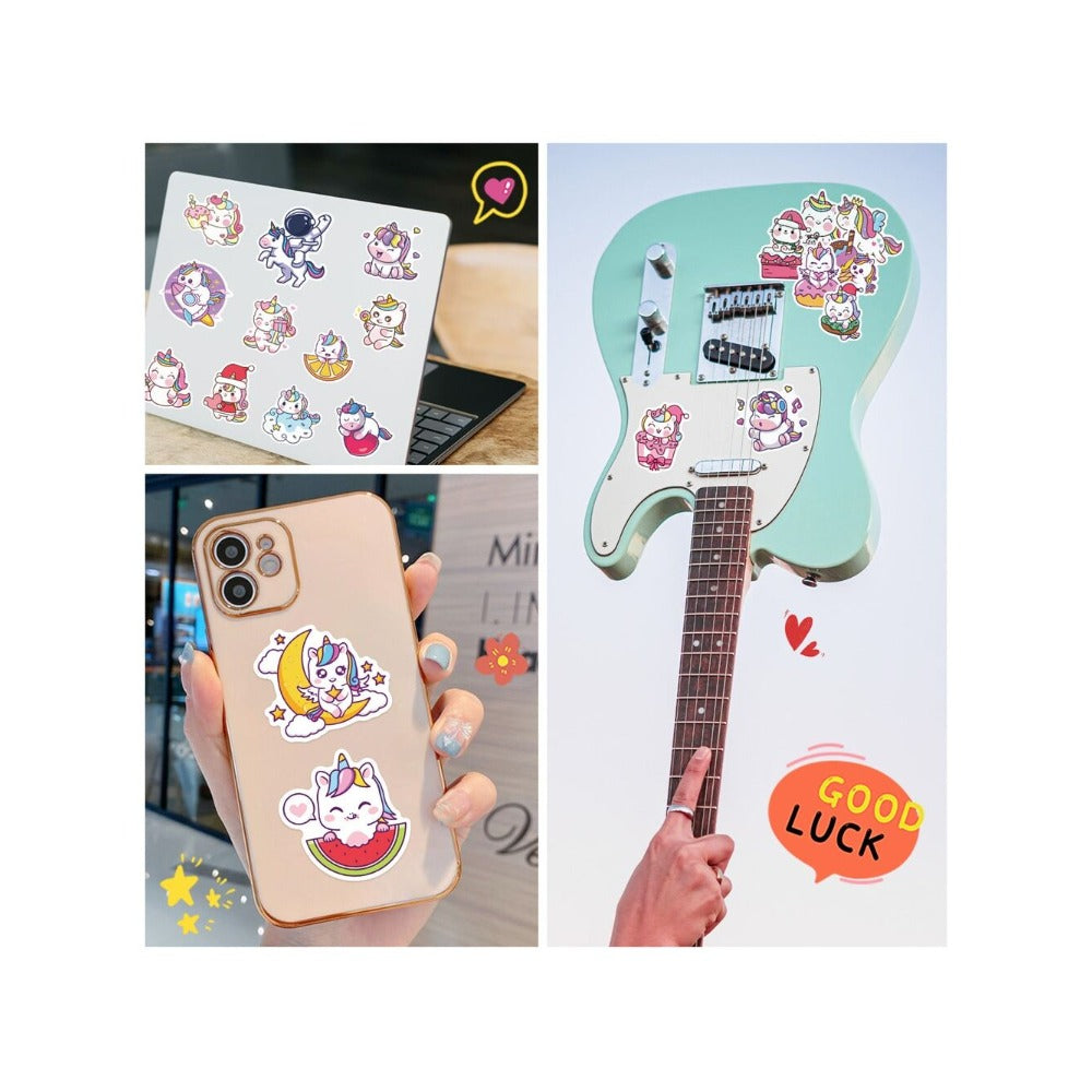 50PCS Unicorn Cartoon Doodle Stickers For decorating refrigerators, skateboards, water bottles, helmets, pencil cases, and creative bullet journals