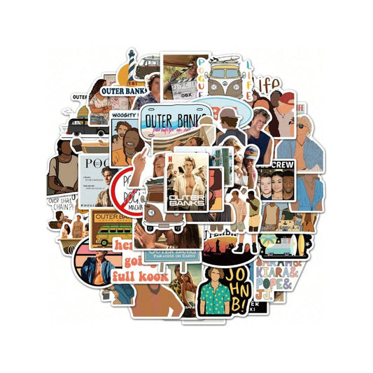50-Piece American TV Series Bundle Graffiti Stickers Exquisite, Fashionable, Creative DIY Decorative Decals Perfect for Suitcases, Water Bottles, Guitars, Helmets, Stationery Boxes, and Desktops