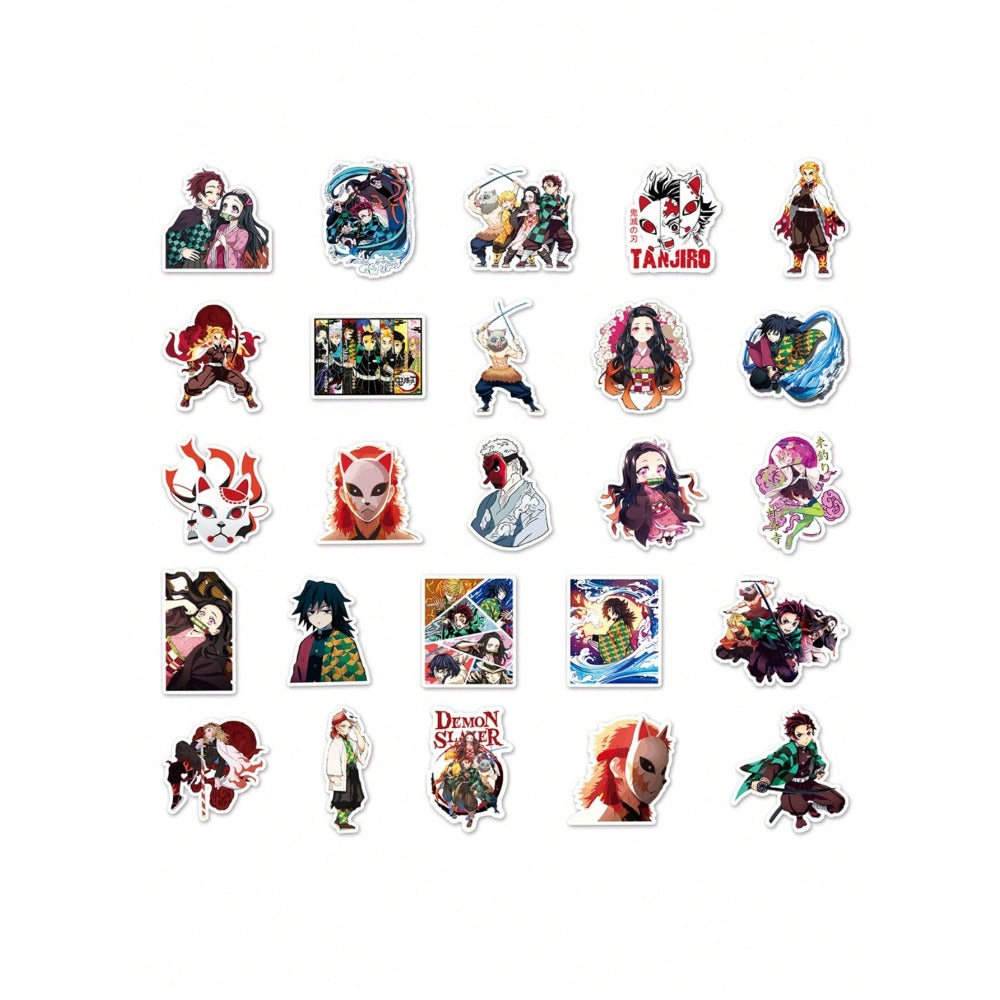 50PCS Cartoon Japanese Anime Demon Slayer Series Decorative Style Graffiti Stickers Exquisite Fashionable Planner Decals Suitable for Cups, Helmets, Skateboards, Stationery Boxes, and Desktops