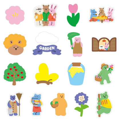 50-Piece Set of Adorable Cartoon Korean-Style Bear Stickers Celebrating Life Suitable for Suitcases, Laptops, Skateboards, Water Bottles, Helmets, Stationery Boxes, and Desktop Decorations