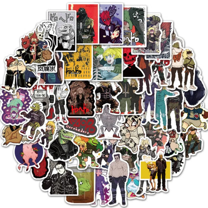 50PCS Japanese Anime Horror Alien Stickers - Creepy Monster Doodle Vinyl Decals for Skateboards, Laptops & Otaku Culture Collectibles