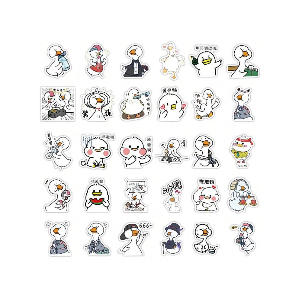 50PCS Adorable Duckling Animal Cartoon Doodle Stickers Exquisite and Stylish DIY Creative Decorative Stickers for Notebooks Suitable for Fridges, Water Bottles, Helmets, Guitars, Skateboards, and Stationery Boxes