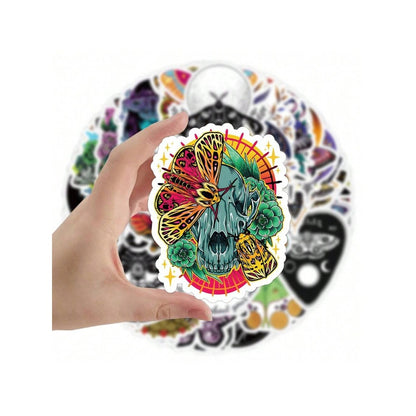 50PCS Cartoon Ghost Moth Doodle Stickers Exquisite, Fashionable, Creative DIY Decorative Sticker Sheets Perfect for Notebooks, Laptops, Stationery Boxes