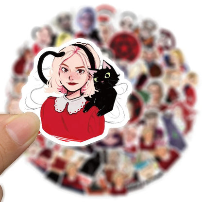 50PCS Chilling Adventures of Sabrina Stickers, Witchy & Gothic Doodle Decals for Fans, Journals, and Tech