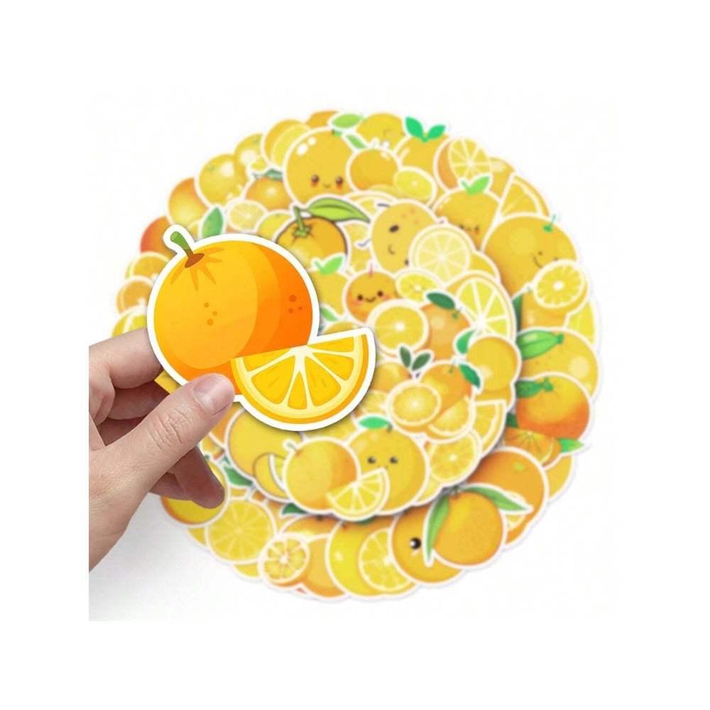 50PCS Cartoon Orange Fruit Doodle Stickers for Refrigerator, Laptop, Phone Case, Skateboard, Stationery Box, and Desktop Decor