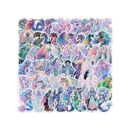 50PCS Cartoon Cute Angel Mermaid Doodle Stickers Exquisite Creative Decorations DIY Journal Stickers Suitable for Water Bottles, Guitars, Skateboards, and Stationery Boxes