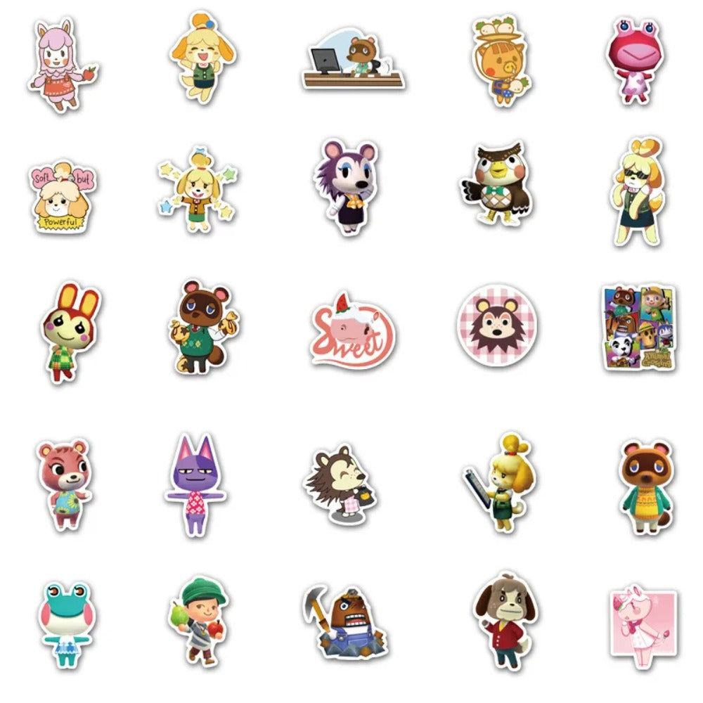 50PCS Animal Crossing Inspired Stickers - Chill Island Life Doodle Decals for Planners, Switch Consoles & Cozy Gaming Merch Collection