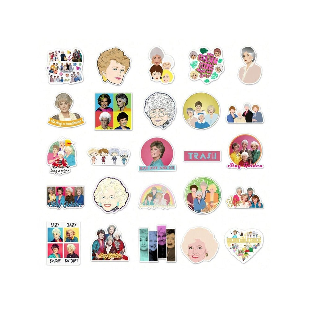 50PCS American Classic Series Gold Girl Graffiti Stickers Exquisite, Fashionable, Creative DIY Journal Decorations Suitable for Notebooks, Diaries, Skateboards, Water Bottles, and Stationery Cases