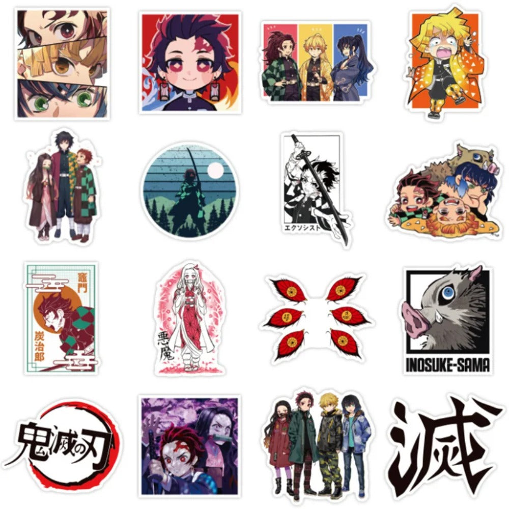 50PCS Demon Slayer Cartoon Doodle Stickers for Suitcases, Notebooks, Phones, Skateboards, Water Bottles, Stationery Boxes, and Beautiful Desktop Decor