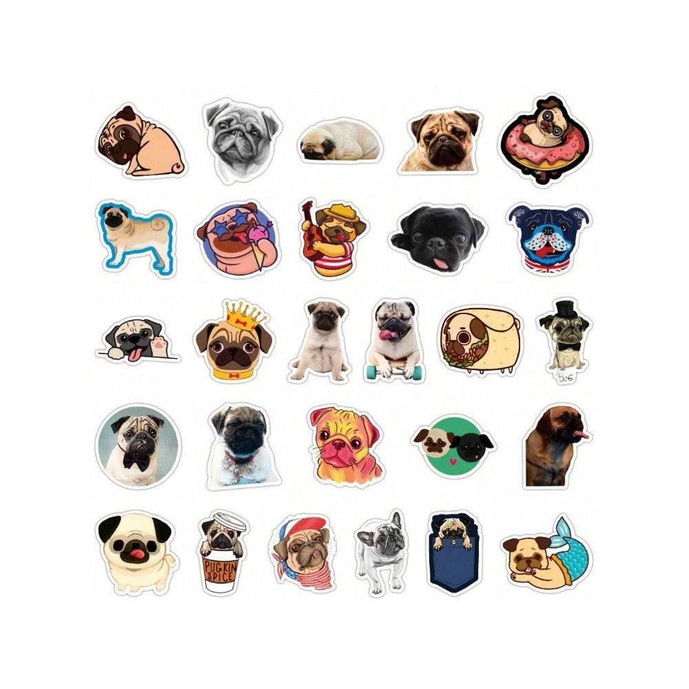 50-Piece Cartoon Cute Shar-Pei Dog Doodle Stickers Exquisite Creative DIY Decorative Stickers for Notebooks Suitable for Fridges, Skateboards, Cups, Helmets, Stationery Boxes, and Desktops