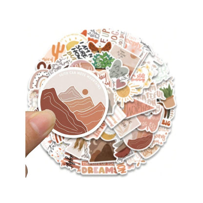 50PCS Cartoon Bohemian Style Graffiti Stickers - Exquisite and Fashionable DIY Journal Decorations Suitable for Skateboards, Guitars, Laptops, and Stationery Boxes