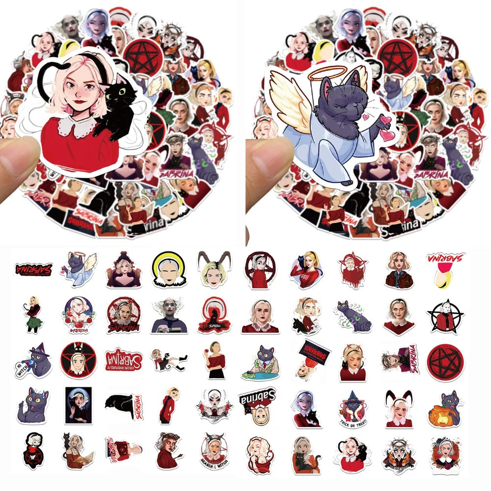 50PCS Chilling Adventures of Sabrina Stickers, Witchy & Gothic Doodle Decals for Fans, Journals, and Tech