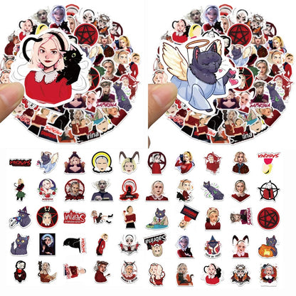 50PCS Chilling Adventures of Sabrina Stickers, Witchy & Gothic Doodle Decals for Fans, Journals, and Tech