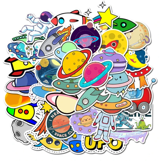 50PCS Space Astronaut Stickers - Solar System Decals for Laptop, Water Bottle, Kids Room & Science Teacher Gifts