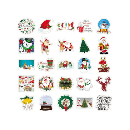 50PCS Christmas Cartoon Character Adorable Doodle Stickers Exquisite, Fashionable, Creative Journal Decals Perfect for Suitcases, Notebooks, Refrigerators, Water Bottles, Helmets, Stationery Boxes, and Desktops