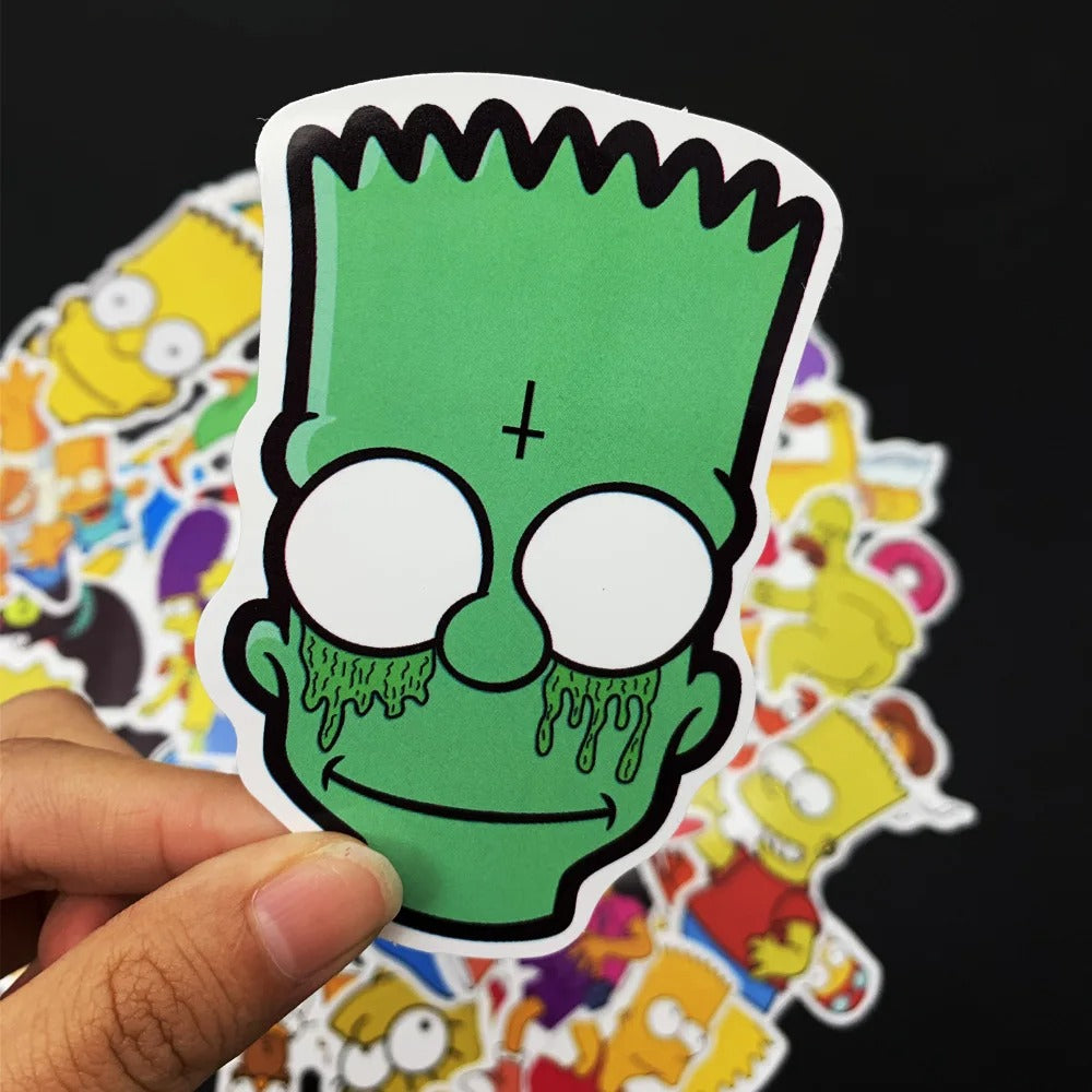 50PCS Cartoon Simpsons Character Doodle Stickers for Suitcases, Skateboards, Water Bottles, Helmets, Guitars, Stationery Boxes, and Beautiful DIY Desktop Decor Decals