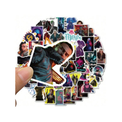 50PCS Cyberpunk 2077 Graffiti Stickers - Stylish & Creative DIY Decorations for Notebooks, Laptops, Skateboards, Helmets, Stationery Boxes, and Desktops