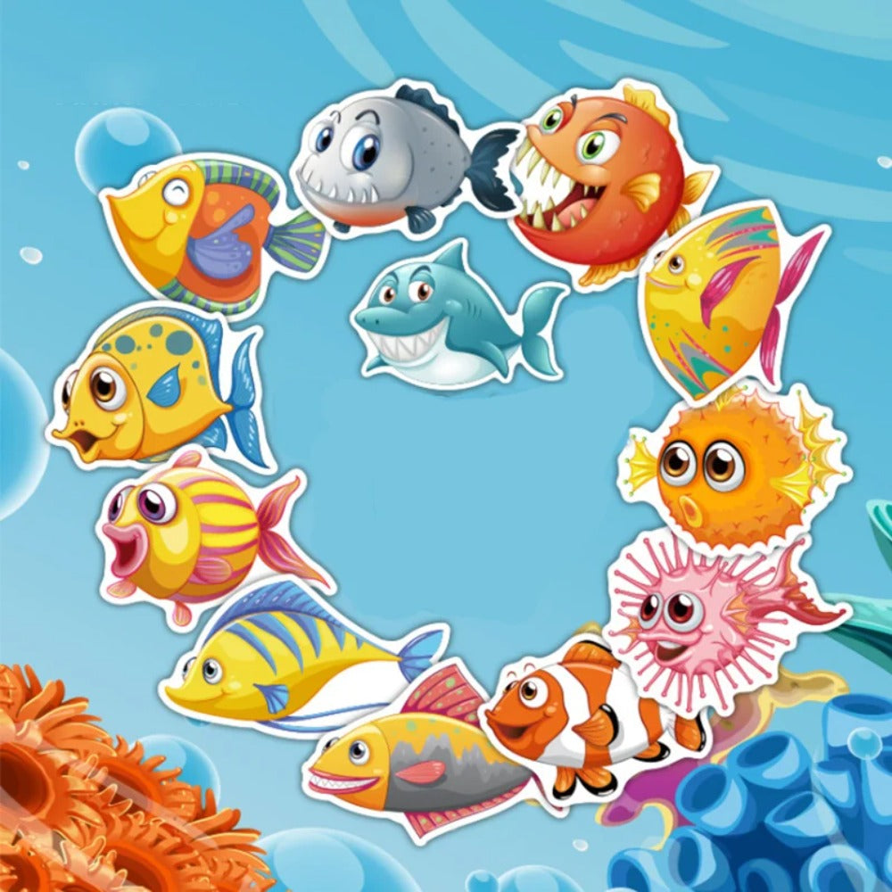50PCS Cartoon Marine Creature Doodle Stickers Perfect for Water Bottles, Helmets, Guitars, Skateboards, Laptops, Stationery Boxes Exquisite Creative Desktop Decals