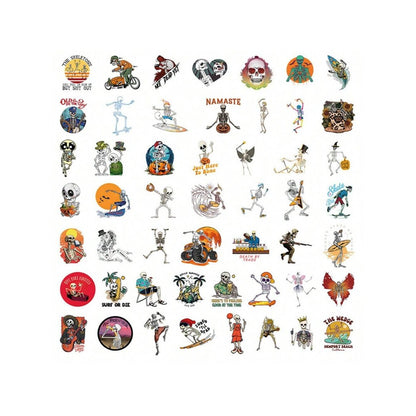 50PCS Cartoon Cute and Stylish Skull Graffiti Stickers Exquisite Creative Decorative Stickers for Notebooks Suitable for Fridges, Skateboards, Helmets, Guitars, Stationery Boxes and Desktops